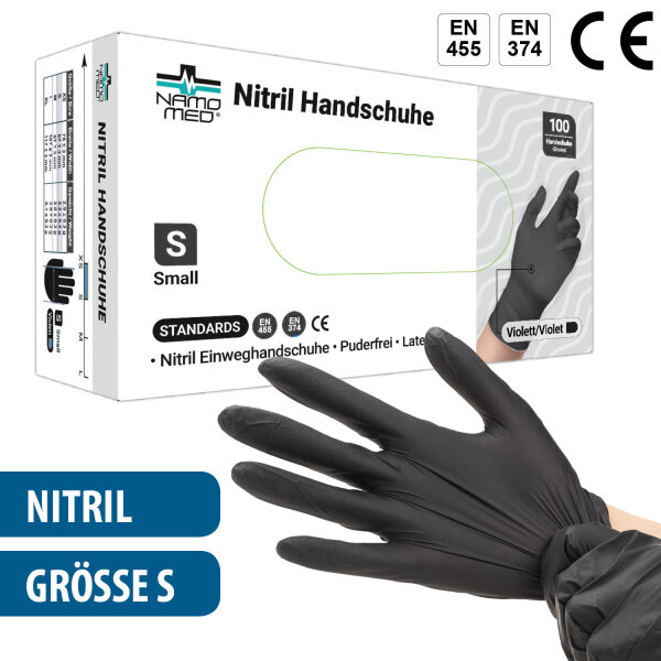 Nitril "S" Handschuhe "NAMO MED", 100 St./Box, schwarz