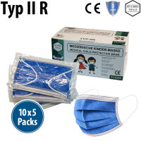 Kinder-Medizinische-Maske Typ IIR, 10x5er Box, dunkelblau