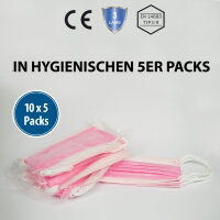 Medizinische Gesichtsmaske Typ IIR, 10x5er Pack, pink