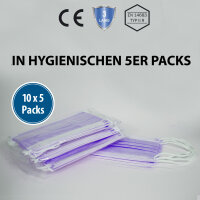 Medizinische Gesichtsmaske Typ IIR, 10x5er Pack, lila
