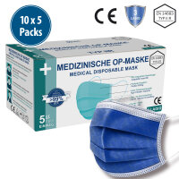 Medizinische Gesichtsmaske Typ IIR, 10x5er Pack, dunkelblau