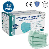 Medizinische Gesichtsmaske Typ IIR, 10x5er Pack, mint