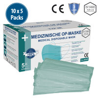 Medizinische Gesichtsmaske Typ IIR, 10x5er Pack, mint