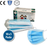 Kinder-Medizinische-Maske Typ IIR, 10x5er Box, blau