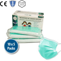 Kinder-Medizinische-Maske Typ IIR, 10x5er Box, mint