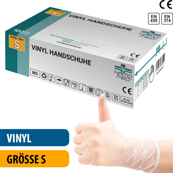 Vinyl-Medical "S" Handschuhe, 100 St./Box, transparent